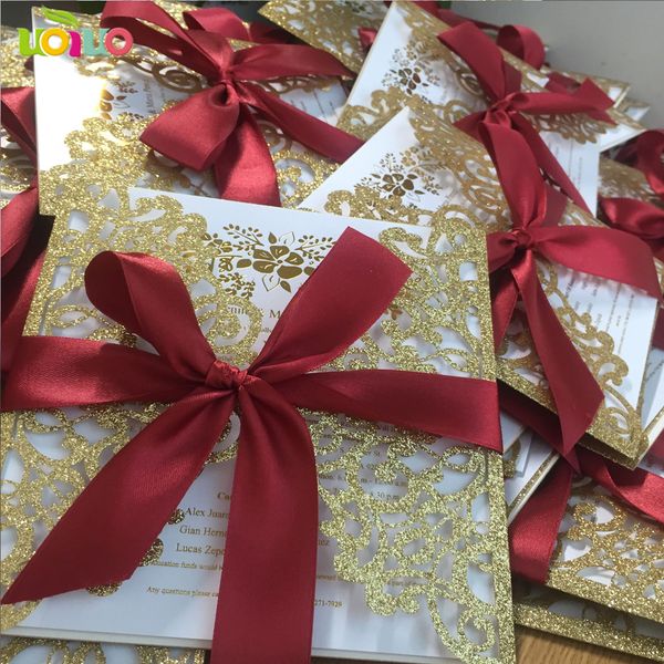 

свободный лук diy заказной 30set inc43 блеск золота лазерная резка свадебные приглашения карты персонализированные пользовательские розовый