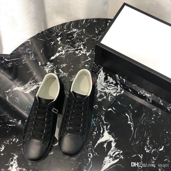 

f1011 size 35-45 solid colors lace-up men and women designer sneakers new style letter printing fashion men's ace sneaker with blade, Black