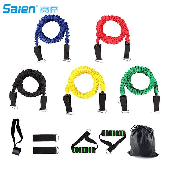 

resistance bands, 11 pieces exercise elastic bands set, 10lbs to 30lbs resistance tubes with heavy duty protective nylon sleeves