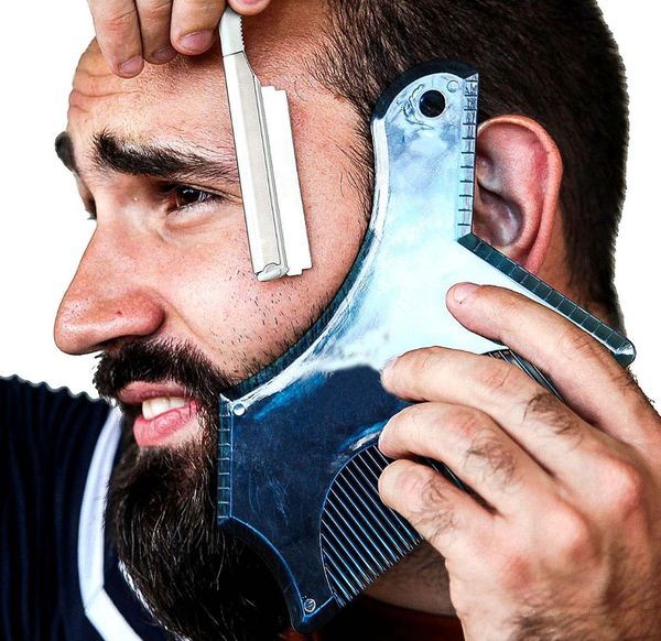 

double-side beard shaping styling template beard comb men shaving tools abs comb for hair trim template combs