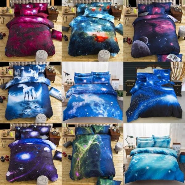 

bedding sets universe outer space themed bed linen 3d galaxy bs04 duvet cover flat sheet 2pcs/3pcs/4pcs single double size