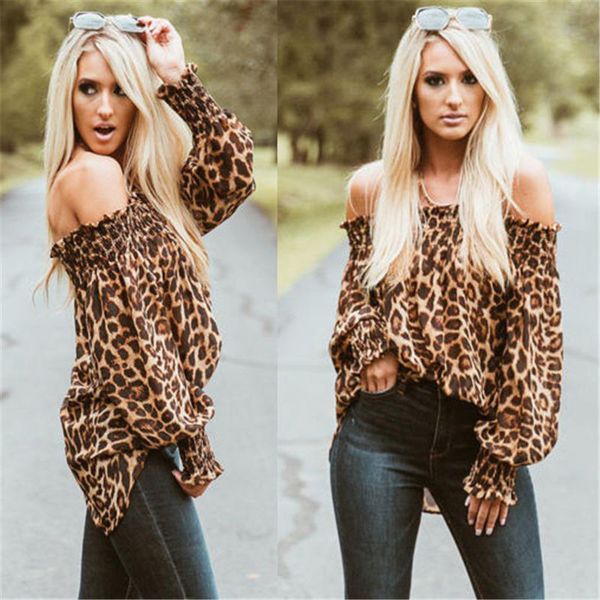 

ladies chiffon blouses casual women blouses leopard long sleeve chiffon button down shirt for female party drop shipping, White