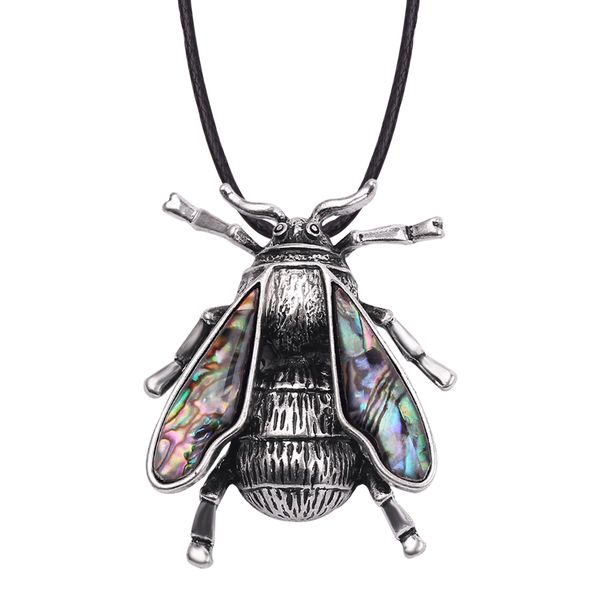 

lovely cicada beetle pendant necklaces bijoux for women multicolor abalone shell insect necklace dress party jewelry gifts, Silver