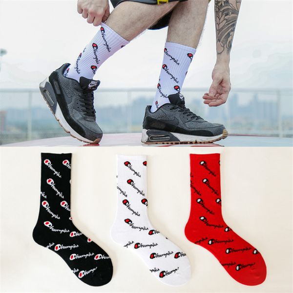 

champion letter stocking 3 colors champion printed multicolor casual middle sock fit teenagers outdoor wear netherstock jy678, Pink;yellow