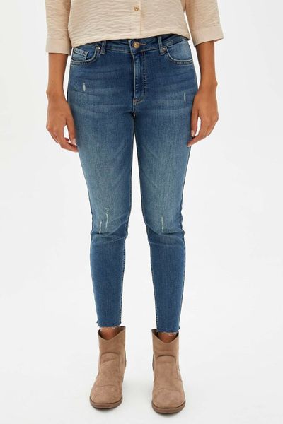 

defacto woman jean trousers for women's high waist ladies high elastic stretch denim female skinny pencil pants - l7021az19au, Black;white