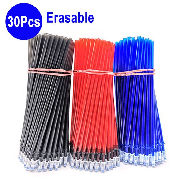 

30pcs/set office erasable refill rod magic erasable pen refill 0.5mm blue red black gel pen stationery writing tools