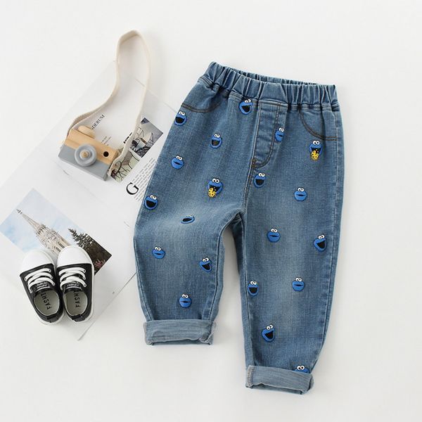 

new style kids boy jeans elastic waist straight trousers baby kids fashion denim pant casual jeans spring autumn trends boy, Blue