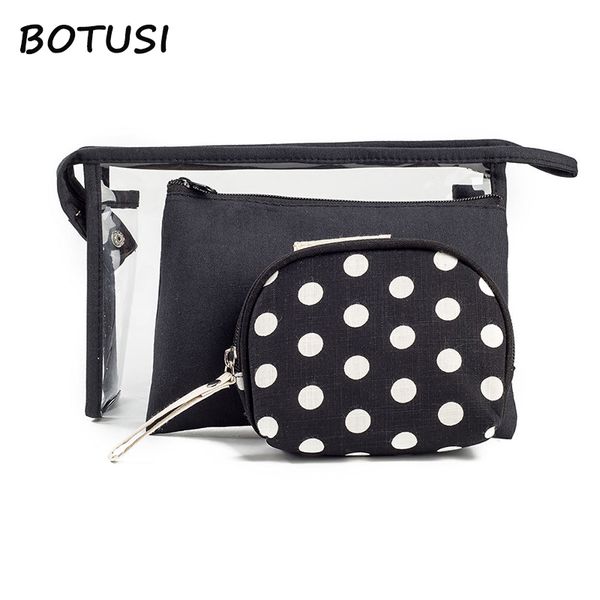 

botusi women dot travel cosmetic bag makeup bag three-piece pvc pouch wash toiletry travel organizer case