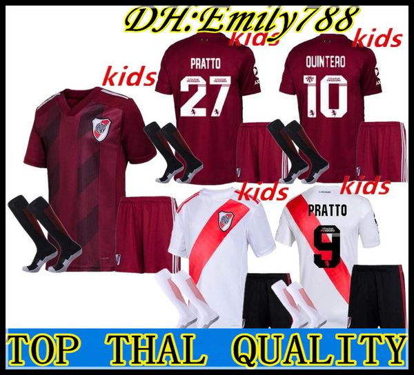 

kids kits 19 20 river plate soccer jerseys ponzio 2019 pratto quintero football shirt palacios river plate camiseta alternativa borre jersey, Black