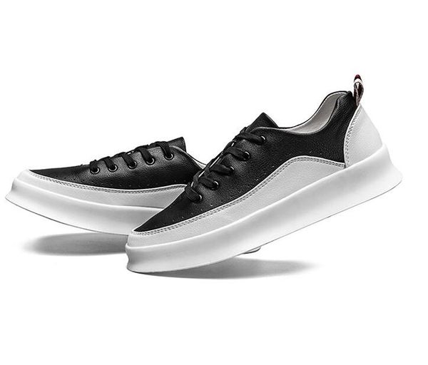 

hip hop street fashion men casual shoes leather sneakers black white male walking shoes non-slip breathable