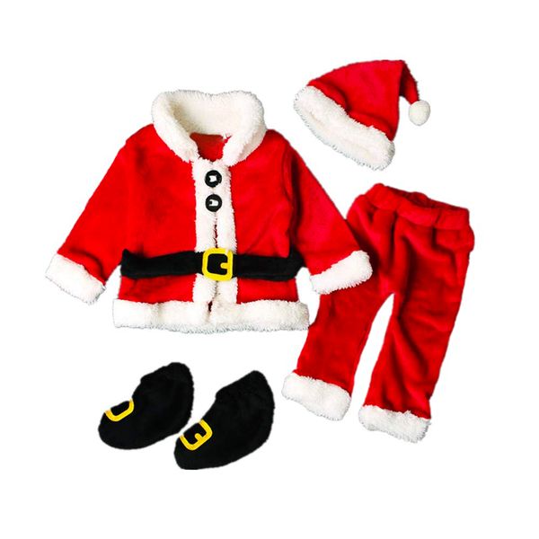 

fall autumn winter christmas baby boy girl santa claus +pants+hat+shoes xmas clothes warm set, White