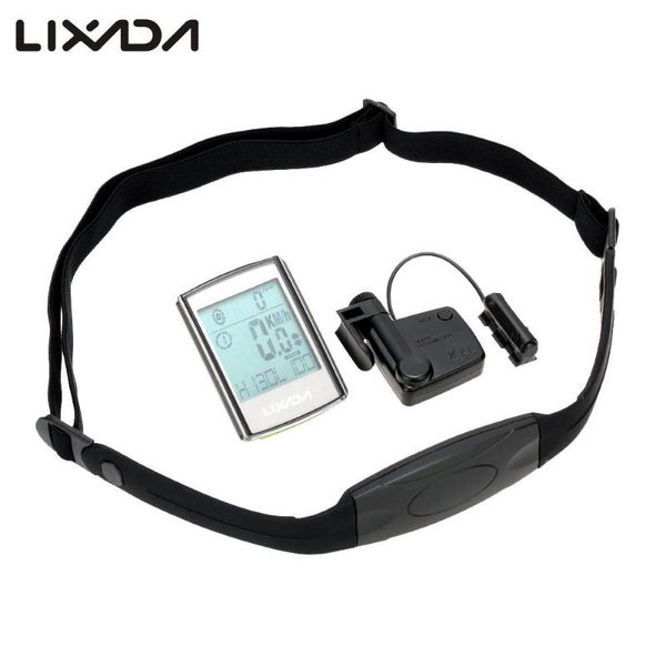 

lixada multifunctional 3-in-1 wireless lcd bicycle cycling computer with cadence heart rate monitor chest strap water-resistant