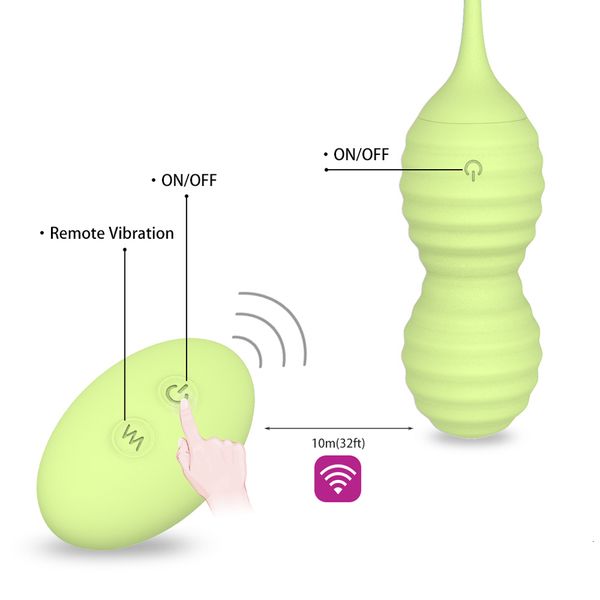 HIMALL Silicone Kegel Ball Vaginale Esercizio stretto Amore Uovo Vibratore Telecomando Geisha ben Wa Prodotti Giocattoli del sesso Verde Y200616