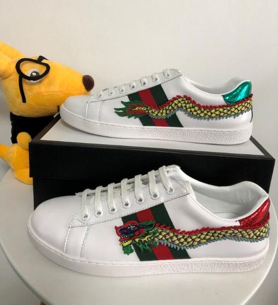 

new fashion designer ace shoes red and black jacquard stripe elastic tape bee tiger heart snake sneakers for men women big size 35-46
