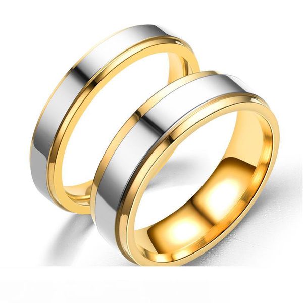 

steps wedding rings for lover stainless steel couple rings for engagement party jewelry wedding bands g0491, Slivery;golden