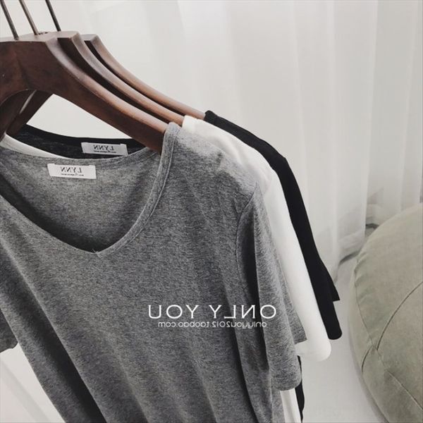 

вернуть многие основные t-s с черным белый и серый простой универсальный v-образным вырезом тонкий базовый рубашку женщин с короткими рукава, White