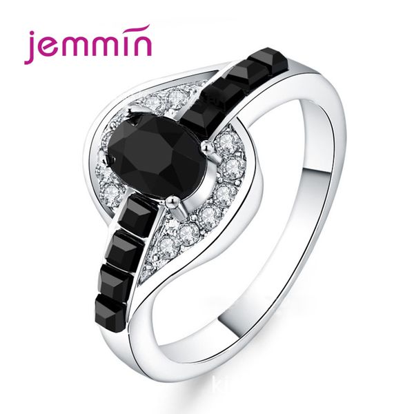 

sale rhinestone rings for women men 925 sterling silver oval crystal stone rippled finger accessories jewelry 5 colors, Slivery;golden