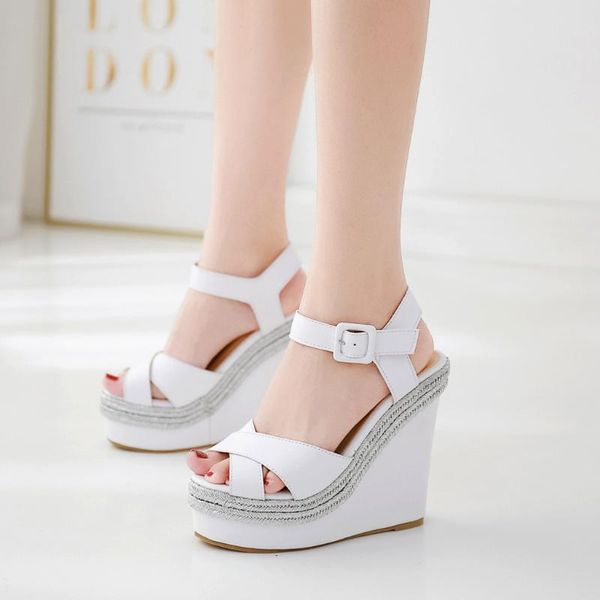

women sandals plus size wedges shoes for women high heels sandals shoes 2020 flip flop chaussures femme platform sandals#g4, Black