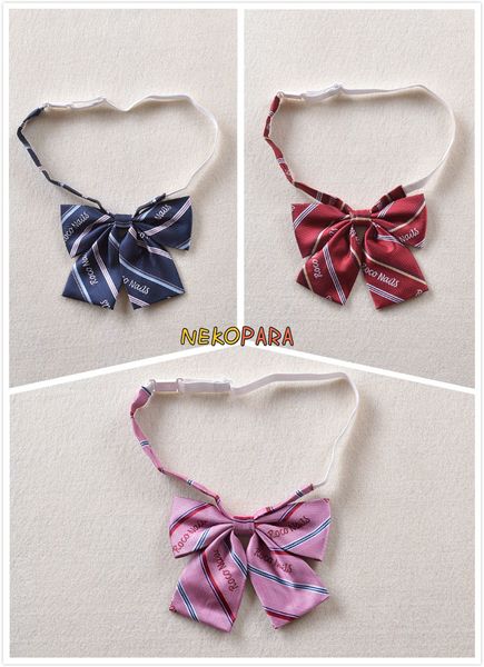 

roco nals~english embroidery bow tie japanese school girls jk uniform cute lolita necktie 3 colors cosplay, Black;blue