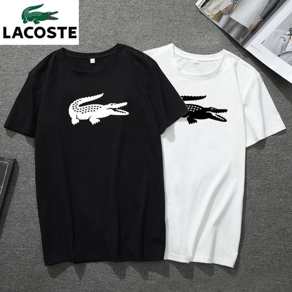 

summer new trend breathable fashion big crocodile pattern comfortable wild men's short-sleeved t-shirt, White;black