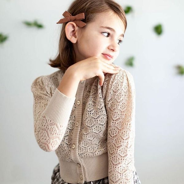 

a3ldo soorploom summer girl cardigan hollowed-out knitted sunscreen children's combed air conditioning shirt cotton thin air-conditione, Blue