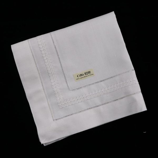 

n019: 12 pieces white hemstitch dinner table napkins ramie 17" x 17" ladder hemstitch cloth dinner mokador