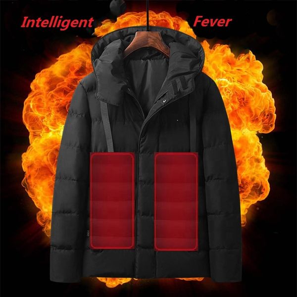 

2020 sell factory spot carbon fiber hooded winter waterproof man heating jackets, Black