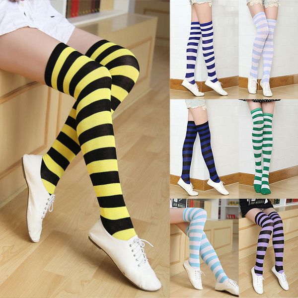

girls long tube socks women cotton stripes knees high socks festive party supplies christmas stocking socks xd21624 xd21624