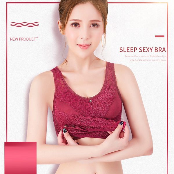 

newly wireless front cross side buckle lace lift bra breathable for women dropshiping, Red;black