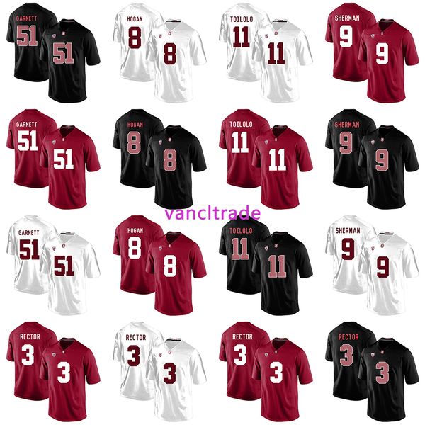

2019 ncaa football стэнфордского cardina ls 51 джошуа гарнетт 8 kevin hogan 11 левин тойлоло 3 майкл ректор 9 ричард шерман трикотажные изде, Black;red