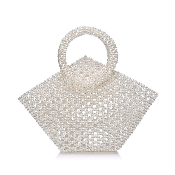 

2019 new net red ins fashion pearl shell bag woman weave package manual string of beads luxury women messenger ladies handbag