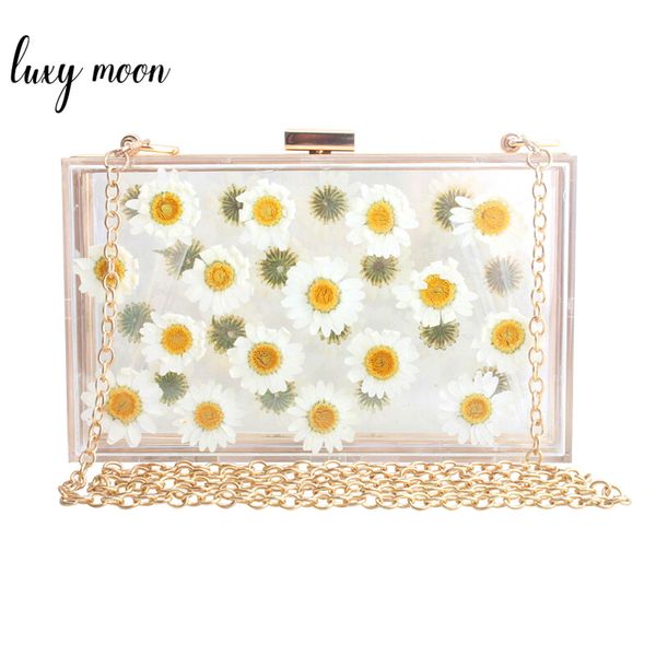 

transparent women's clutch bag flower acrylic clutch purse wedding bridal handbag pearl chain party shoulder bag zd1556