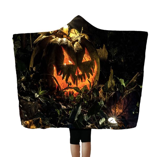 

halloween hooded blanket cloak cap blanket air conditioning nap napping printed pumpkin tapestry cover