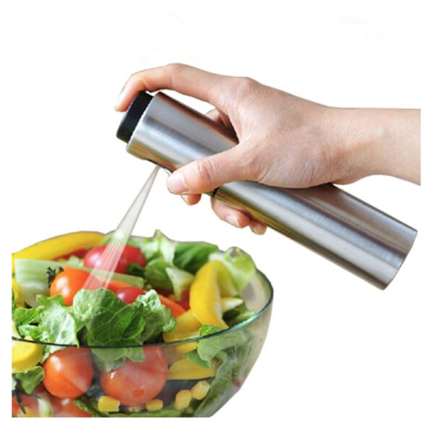 

silver stainless steel oil sprayer olive pump spraying oil bottle sprayer can jar pot tool can pot oil sprayer dhl