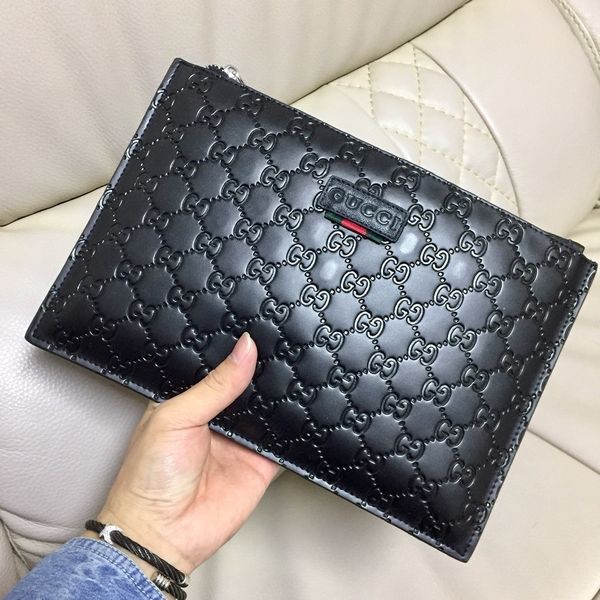 

2020 mens party fashion black leather handbag zipper clutch bag simple generous fine workmanshipyunhui05