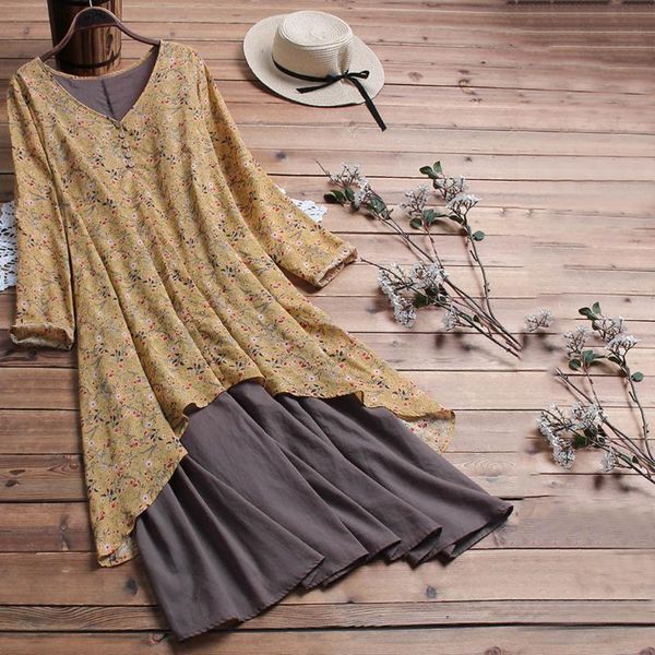 

feitong dress women's printing wrist sleeve button princess dress vestido mujer verano loose women summer robe vintage, Black;gray