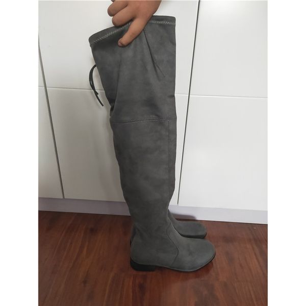 

suede leather shose women winter increase bandage long high overknee boots woman, Black