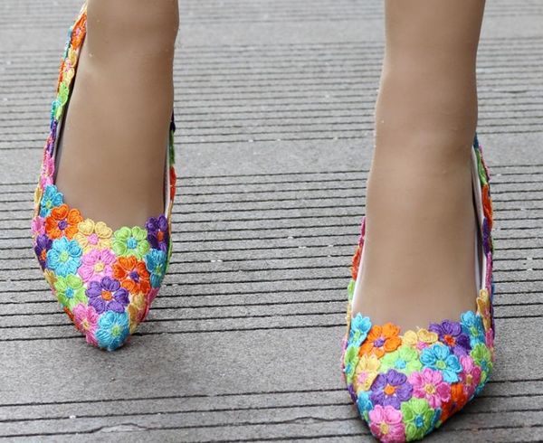 

women's shoes in spring and autumn high fine heel pointed end flower @asd345, Black