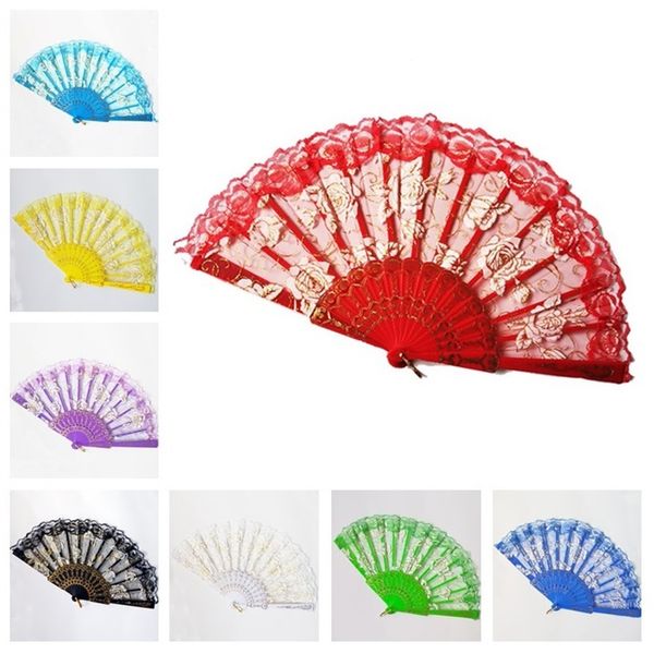 

ten different kinds of lace feather fans spanish lace folding hand-shaking party fan rose fan t3i5070