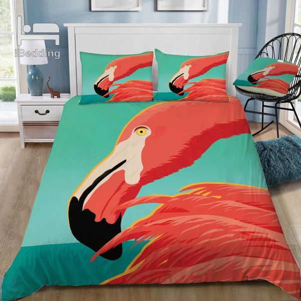 

tropical flamingo 3d bedding set printed duvet cover set  king twin size