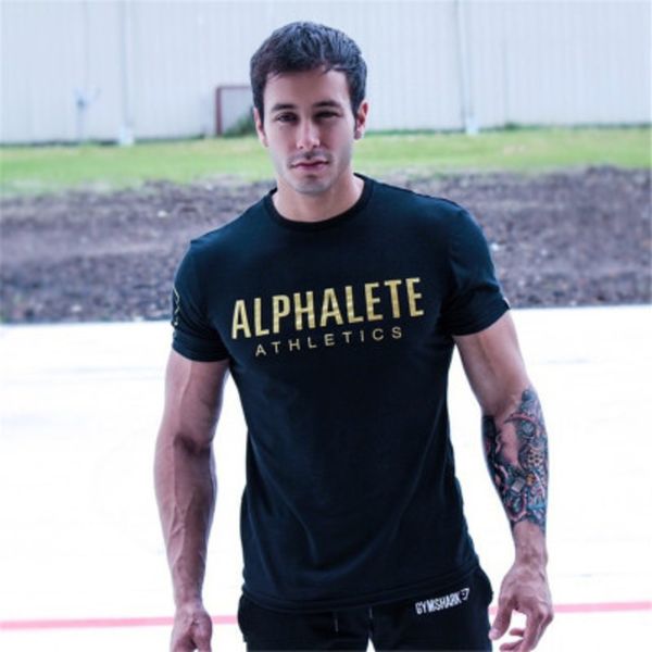 

alphalete мужчины повседневное управление новый alphalete печатные рубашки мужская мода здоровья мужская одежда с коротким рукавом тройники, White;black