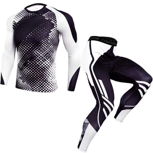 

new 2-piece set compression suits men's quick dry set clothes sport running joggers gym training fitness sportswear clothing, Black;blue
