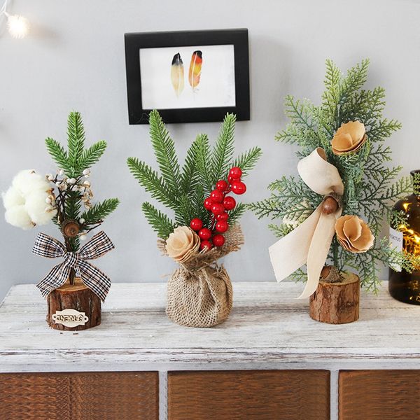 

1pcs новогодние украшения mini small christmas tree desktop window украшения снеговика красочные