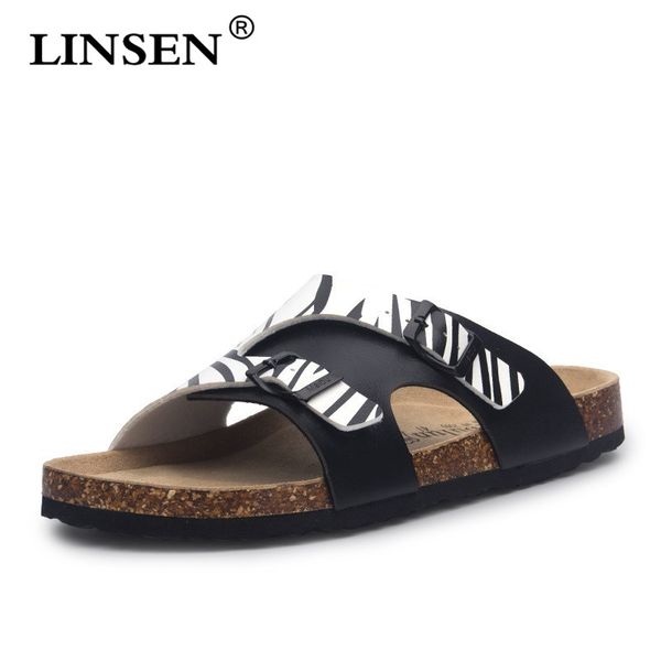 

2019 new fashion men summer cork slipper sandals lovers casual beach mixed color slides shoe flat with plus size 35-45, Black