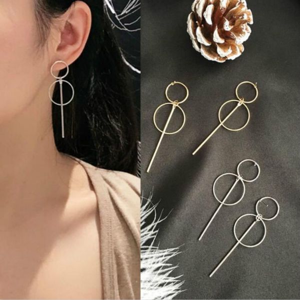 

korean version of the simple long tassel pendant size circle earrings female jewelry accessories wholesale, Silver