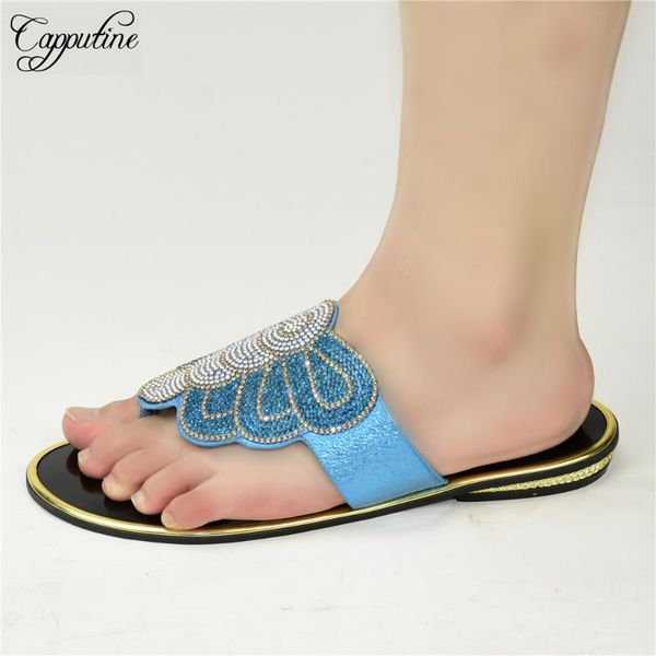 

wonderful blue with pearls african lady slip on shoes with rhinestones 88-23,heel height 2cm, Black