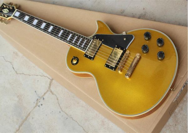 

lp custom electric guitar, light brown body before gold powder, black edging, ing