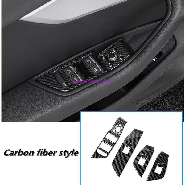 

carbon fiber interior window switch panel cover tirm for audi a4l b9 2017-2019