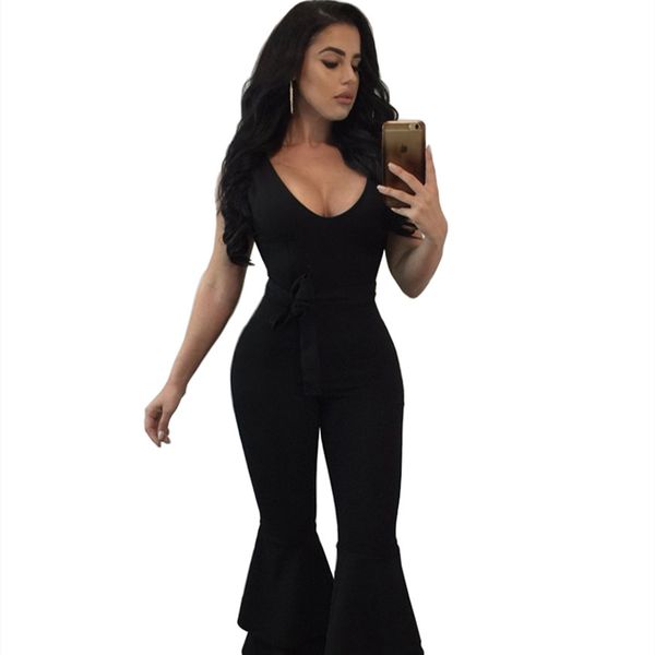 

2020 summer casual female jumpsuits fashion slim fit women rompers solid color ladies pantsuits high quatily lt417, Black;white