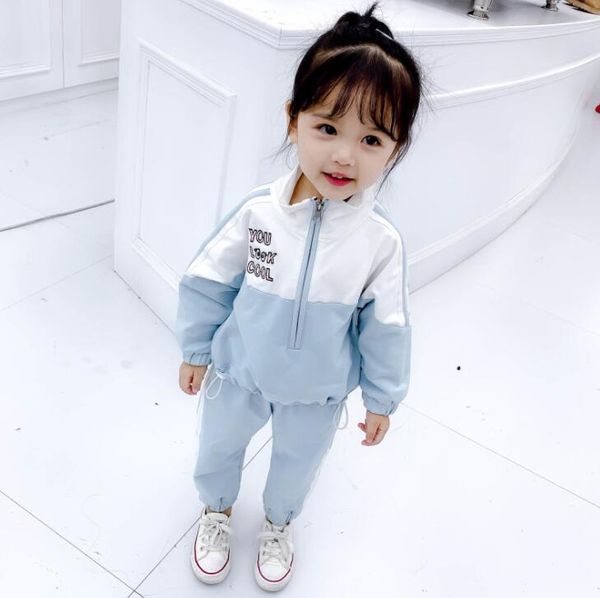 

kids clothes fashion girls long sleeve zipper kids designer clothes boys tee shirt pants girls designer clothes retail, White